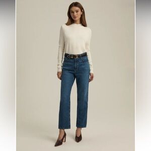 Favorite Daughter High-Rise Straight Leg Jeans in Medium Blue